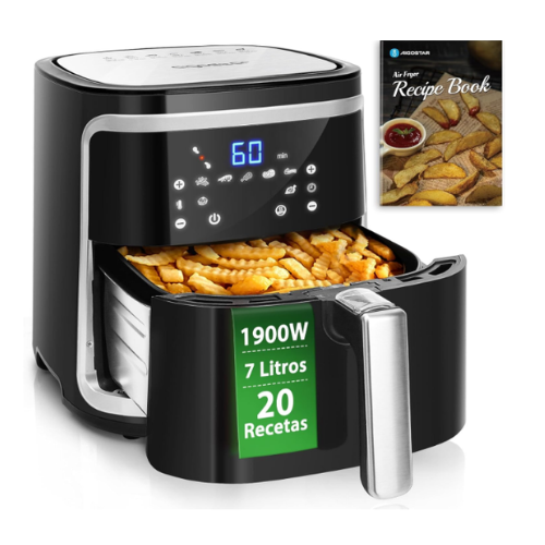 Aigostar - Freidora de aire sin aceite 7L, 1900W, 7 funciones preestablecidas .